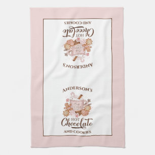 Hot Chocolate Pink Christmas Name Kitchen Towel