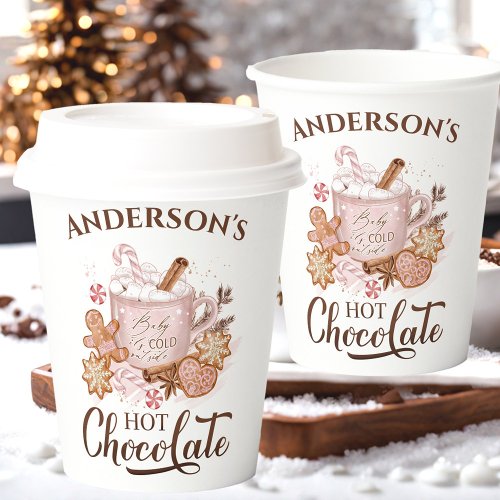 Hot Chocolate Pink Christmas Name Paper Cups
