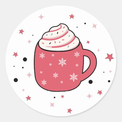 Hot Chocolate Retro Vibes Classic Round Sticker