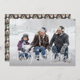 Hot Chocolate Script Family Photo Christmas Holiday Card
