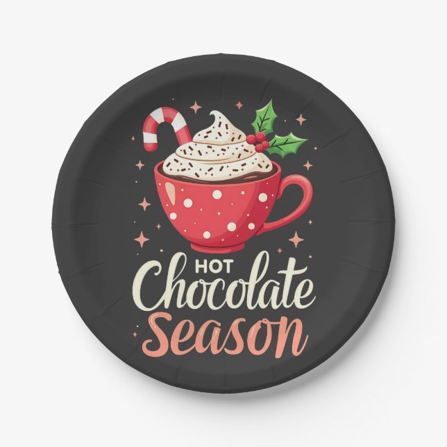 Hot Chocolate Season Christmas Lovers  Paper Plates (Front)