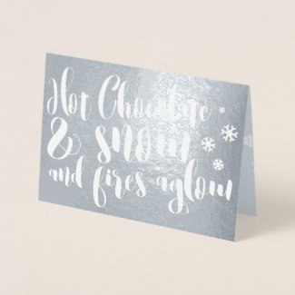 Hot Chocolate & Snow Rhyme Typography Design Foil Card