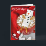 Hot Chocolate Snowman with scarf Card<br><div class="desc">marshmallow snowman in hot cocoa drink for Happy Holiday greetings</div>