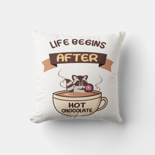 Hot chocolate - sweet launderette with donut throw pillow (Front)