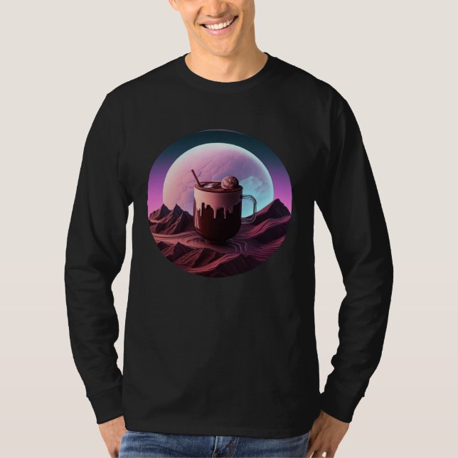 Hot Chocolate Synthwave 80s Retrowave Aesthetic T-Shirt (Front)