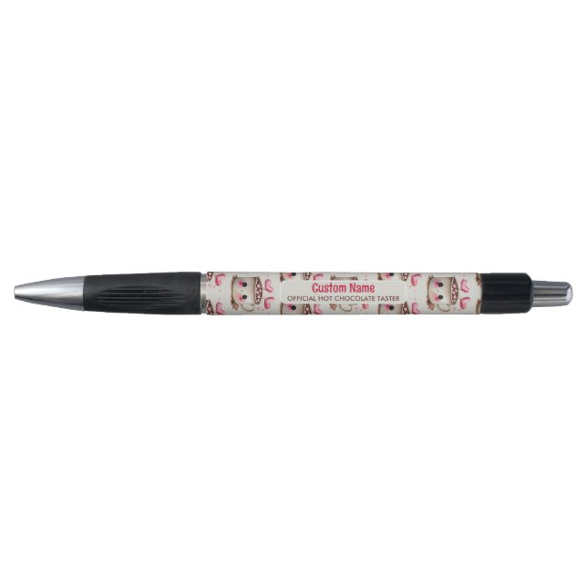 Hot Chocolate Taster Cute Pink and Cream Pen (Front)