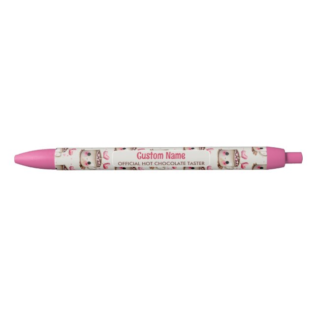 Hot Chocolate Taster Cute Pink and Cream Pen (Front)