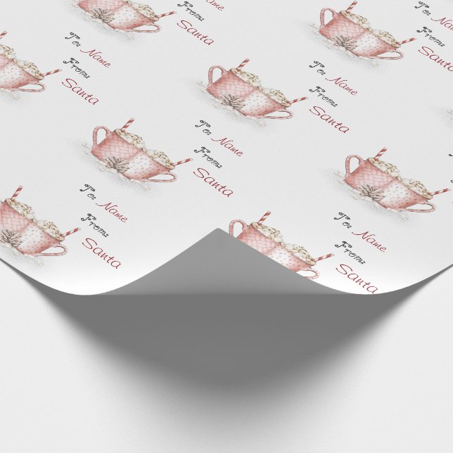 Hot Chocolate To and From Christmas Winter Wrapping Paper (Corner)
