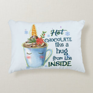 Hot Chocolate Unicorn Cozy Unicorn Winter Accent Pillow