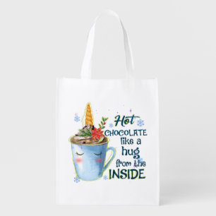 Hot Chocolate Unicorn   Cozy Unicorn Winter Grocery Bag