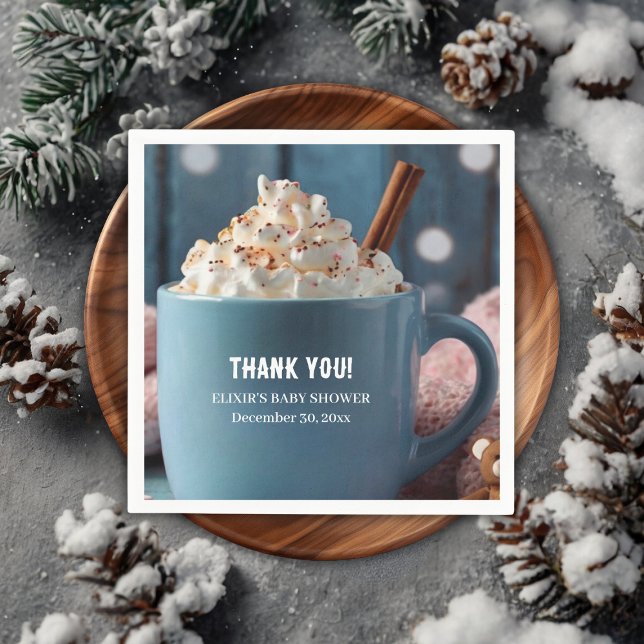 Hot Chocolate w/ Whipped Cream Cozy Baby Shower Napkins (Creator Uploaded)