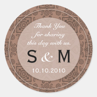 Hot Chocolate Wedding Monogram Thank You Sticker