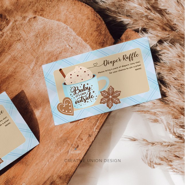 Hot Chocolate Winter Baby Boy Diaper Raffle Enclosure Card (Creator Uploaded)