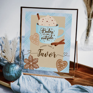 Hot Chocolate Winter Baby Shower Boy Favors Sign