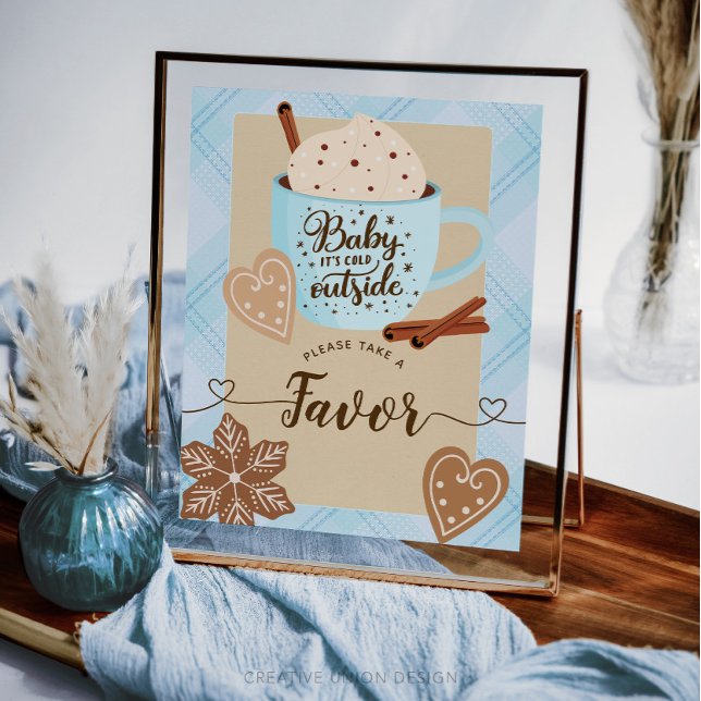Hot Chocolate Winter Baby Shower Boy Favors Sign (Creator Uploaded)