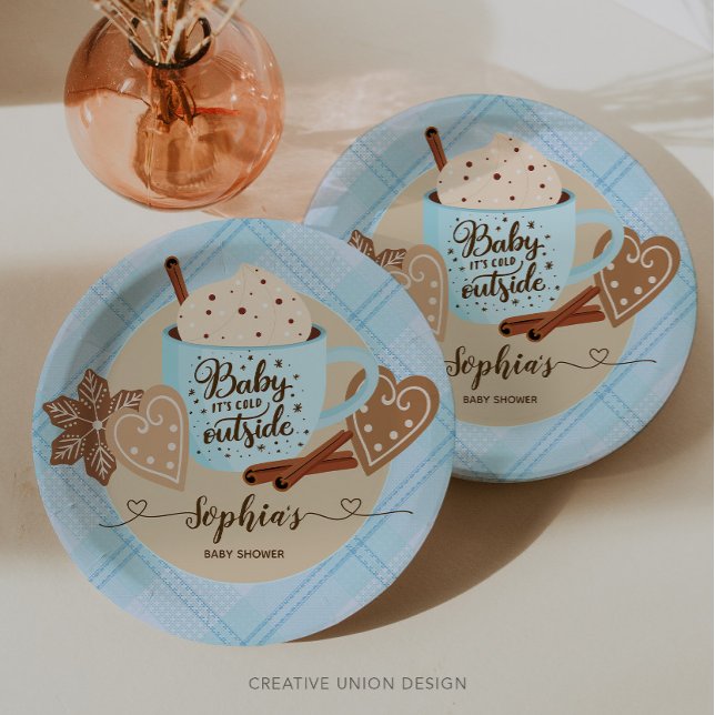 Hot Chocolate Winter Baby Shower Boy  Paper Plates (Creator Uploaded)