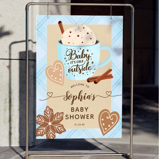 Hot Chocolate Winter Baby Shower Boy Welcome Sign (Creator Uploaded)