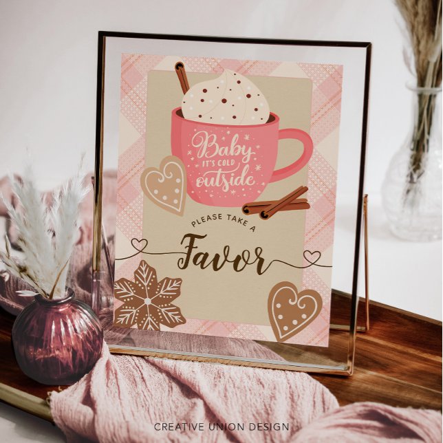 Hot Chocolate Winter Baby Shower Girl Favors Sign (Creator Uploaded)