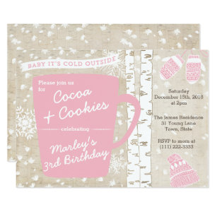 Hot Cocoa Invitations Zazzle Hot Chocolate Winter Birthday Party For Invitation