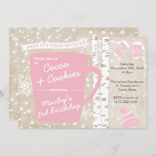 Hot Chocolate Winter Birthday Party for Girl Invitation