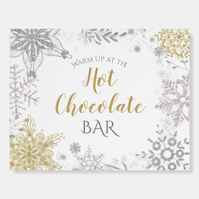 Hot Chocolate Winter Wonderland Silver Gold Foam Board (Front)