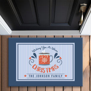 Hot Chocolate Wishing You a Warm Christmas Name Doormat