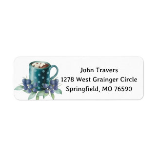Hot Chocolate with Berries and Winter Greenery Label