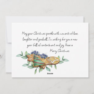Hot Chocolate with Cookies and Greenery Flat Photo Holiday Card