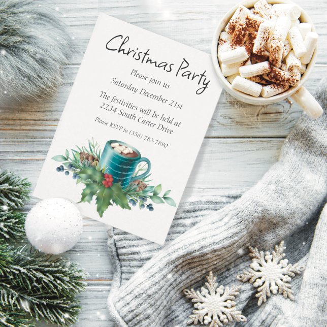 Hot Chocolate with Holly and  Winter Greenery  Invitation (Creator Uploaded)
