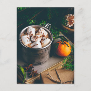 Hot chocolate with marshmallow postcard