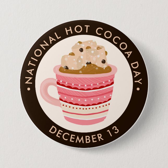 Hot Chocolate with marshmallows and chips Button (Front)