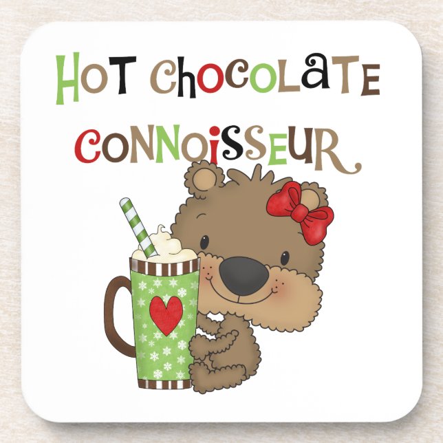 Hot ChocolateConoisseur Girl Bear Coaster (Front)