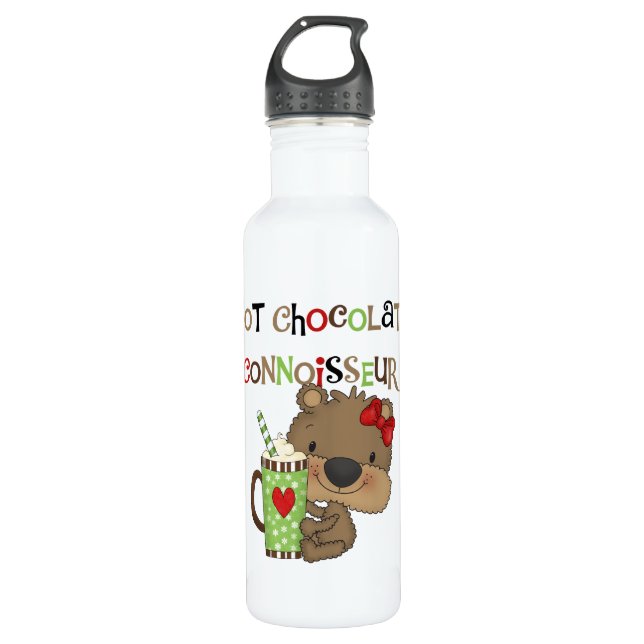 Hot ChocolateConoisseur Girl Bear Stainless Steel Water Bottle (Front)