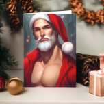 Hot Christmas Santa Claus Card<br><div class="desc">Hot Christmas Santa Claus - gay holiday greetings cards from Ricaso. Featuring a gorgeous handsome bare-chested man with grey beard wearing a Santa hat</div>