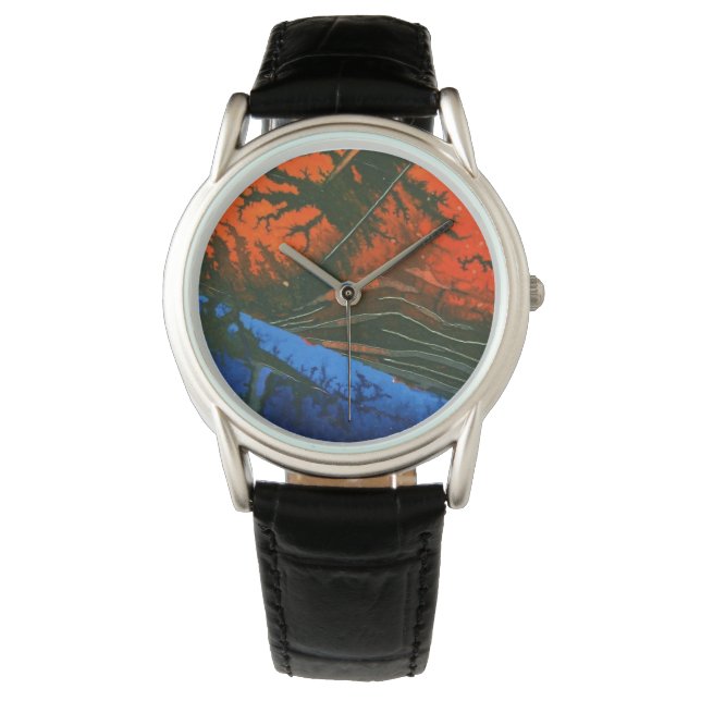 Hot coals, volcano, lava, blue rock on hot red watch (Front)