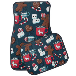 Hot Coco And Christmas Treats Pattern Car Floor Mat