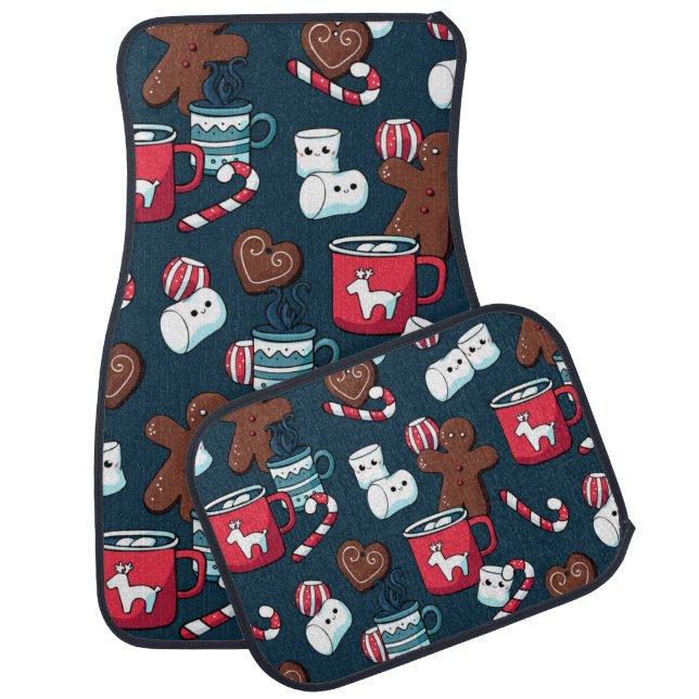 Hot Coco And Christmas Treats Pattern Car Floor Mat (Set)