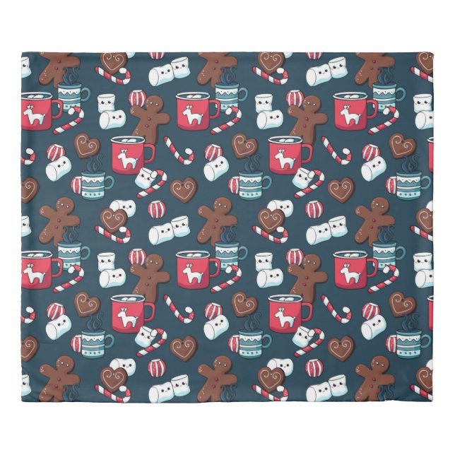 Hot Coco And Christmas Treats Pattern Duvet Cover (Front)