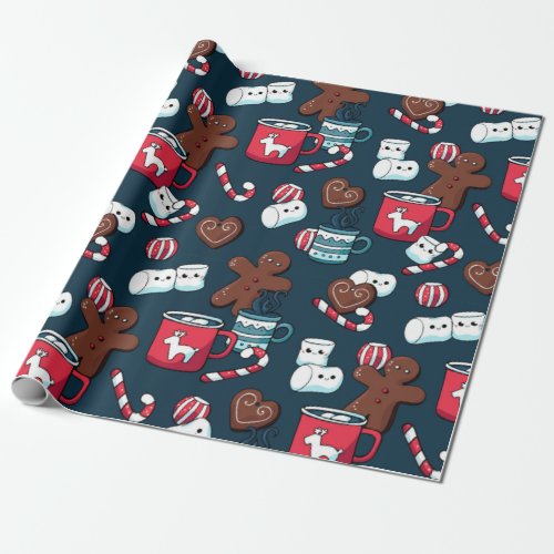 Hot Coco And Christmas Treats Pattern Wrapping Paper