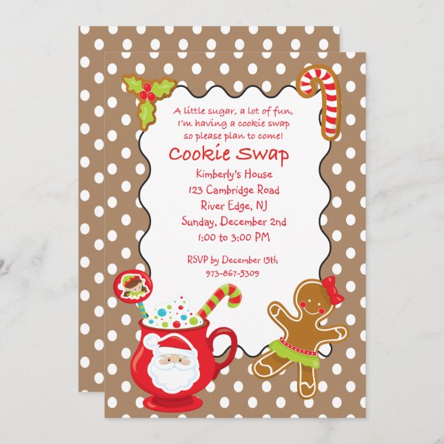 Hot Coco & Cookies Cookie Swap/Exchange Invitation (Front/Back)