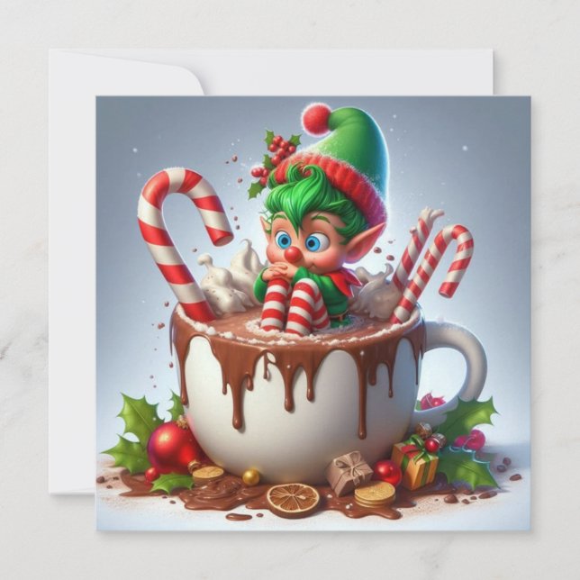 Hot coco Flat Holiday Card (Front)