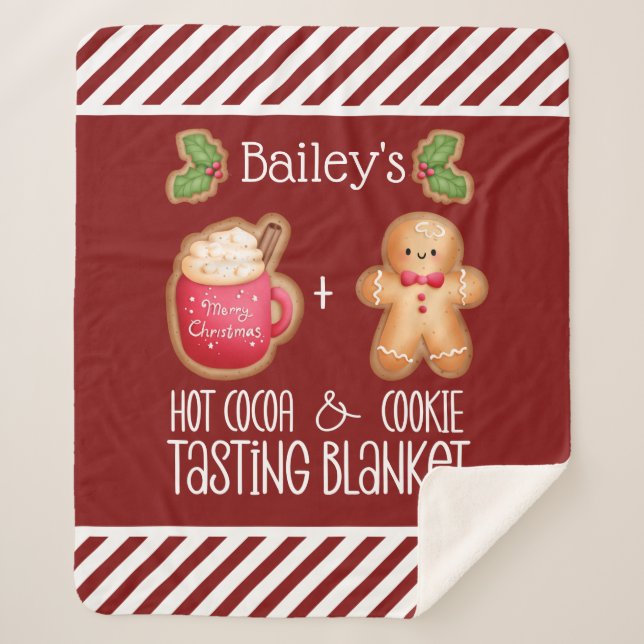 Hot Cocoa and Cookie Tasting Sherpa Blanket (Front)