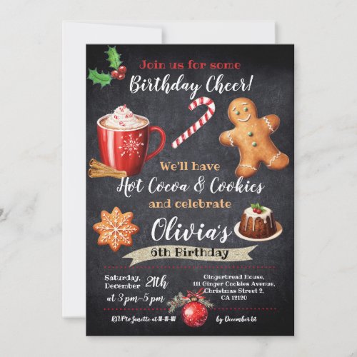 Hot Cocoa and Cookies Birthday INVITATION