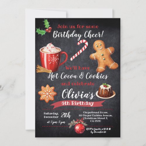 Hot Cocoa and Cookies Birthday INVITATION