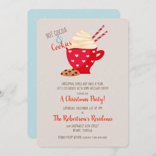 Hot Cocoa and Cookies Christmas Invitation
