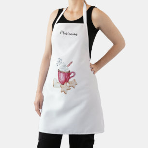 Hot Cocoa and Cookies Illustration Monogrammed Apron