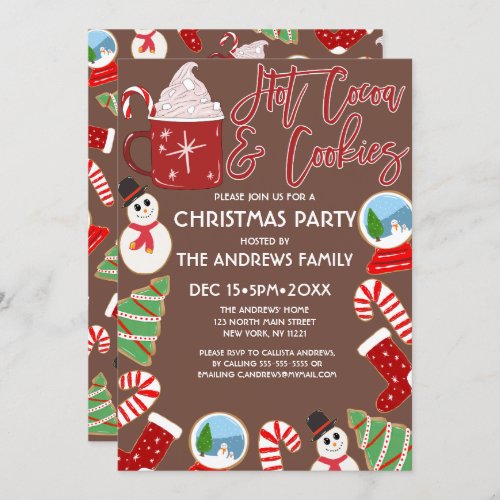 Hot Cocoa and Cookies Illustrations Christmas Invitation