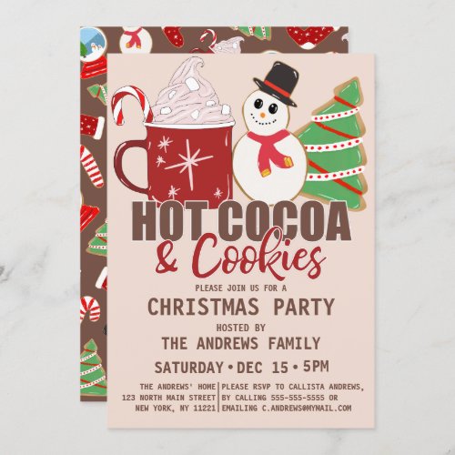 Hot Cocoa and Cookies Quote Cute Christmas Invitation