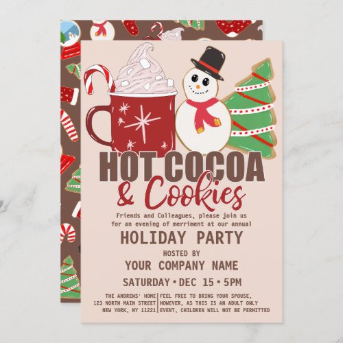 Hot Cocoa and Cookies Quote Cute Corporate Holiday Invitation