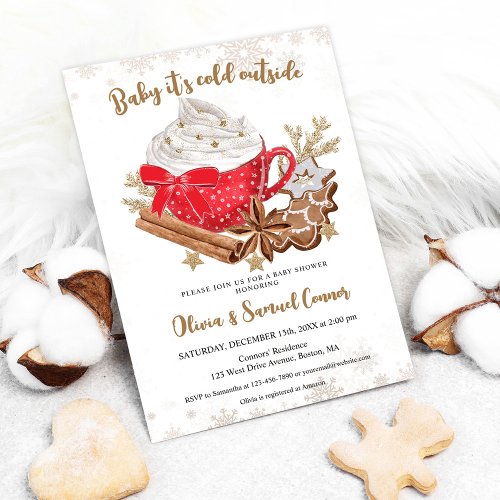 Hot Cocoa and Cookies Winter Baby Shower Invitation